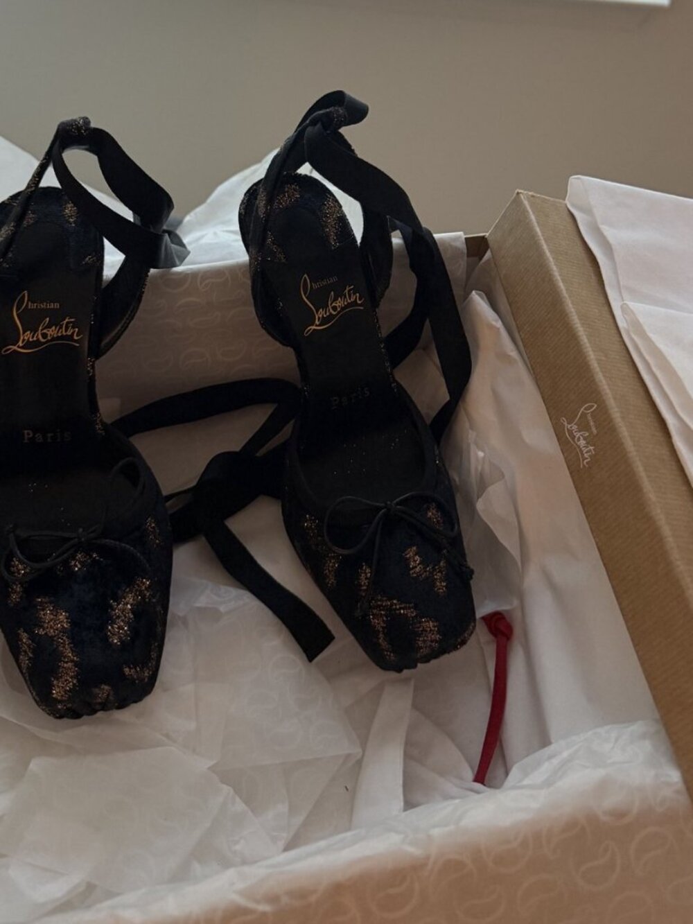Christian Louboutin Cassia Lace Up 100 Velvet Leopard Pumps EU 36 US 6